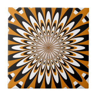 Tile, Abstrakte Blume 5, Orange Fliese
