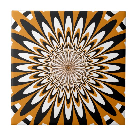 Tile, Abstrakte Blume 5, Orange Fliese (Vorderseite)