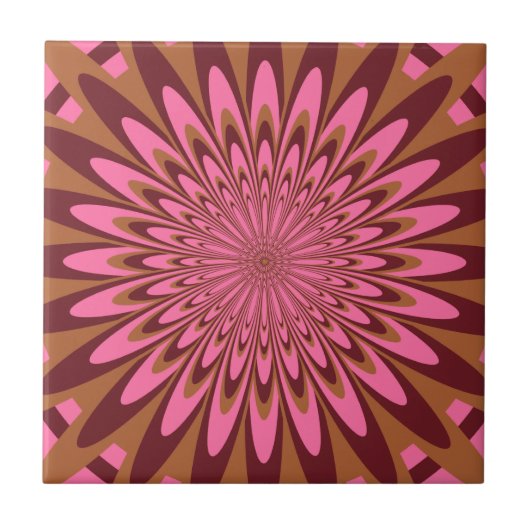 Tile, Abstrakte Blume 5, rosa, braun Fliese (Vorderseite)