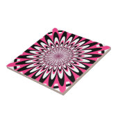 Tile, Abstrakte Blume 5, rosa, schwarz, weiß Fliese (Seite)