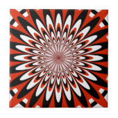 Tile, Abstrakte Blume 5, rot, schwarz, weiß Fliese (Vorderseite)