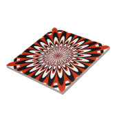 Tile, Abstrakte Blume 5, rot, schwarz, weiß Fliese (Seite)