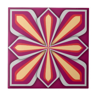 Tile, Abstrakte Blume, Weinorange Gelb Fliese