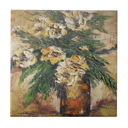 Tile Ann Hayes Malen gelber Blumen gemischt Fliese (Vorderseite)