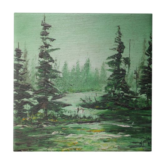 Tile Ann Hayes Painting Green Forest Fliese (Vorderseite)