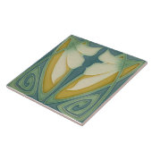 Tile - Art Nouveau Blue Hintergrund Elfenbeinküste Fliese (Seite)