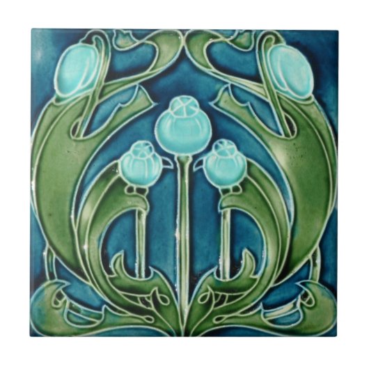 Tile - Art Nouveau Blueberries Fliese (Vorderseite)