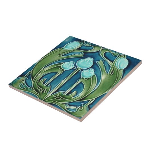Tile - Art Nouveau Blueberries Fliese (Seite)