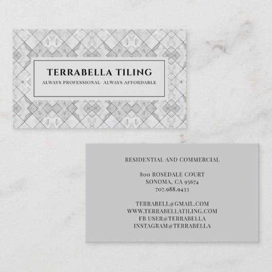 Tile Contractor Business Card Visitenkarte (Vorne/Hinten)