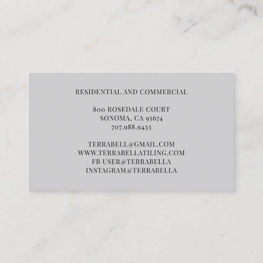 Tile Contractor Business Card Visitenkarte (Rückseite)