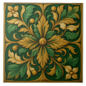 Tile de ornamento floral oriental - Verde Fliese (Vorderseite)