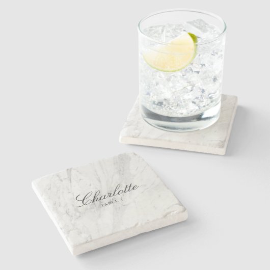 Tile Escort Card Einzigartig Elegante Hochzeitssti Steinuntersetzer (Seitenansicht)