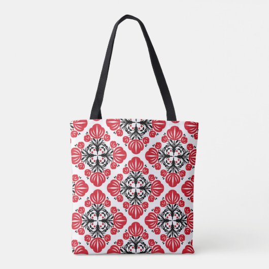 Tile floral pattern. Folk art bloom.  Tasche (Rückseite)
