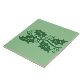 Tile - Holly-Blätter mit Berries Fliese