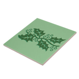 Tile - Holly-Blätter mit Berries Fliese