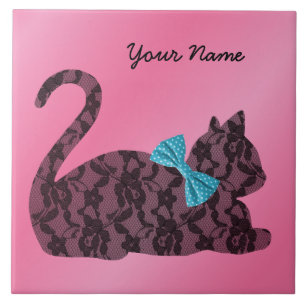 Tile Lace Cat Personalisierte Keramik Tile Fliese