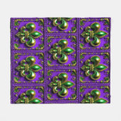 Tile Mardi Gras Lilie Fleece Blanket (Vorderseite (Horizontal))