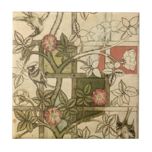Tile mit Trellis Design von William Morris Fliese (Vorderseite)