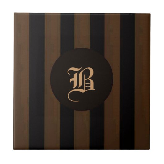Tile-Monogramm B mit schwarzem Streifen Fliese (Vorderseite)