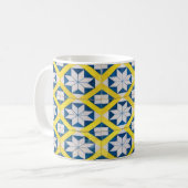 Tile Mosaik-Blume Muster Gelb Blau Kaffeetasse (Vorderseite Links)