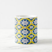 Tile Mosaik-Blume Muster Gelb Blau Kaffeetasse (Mittel)