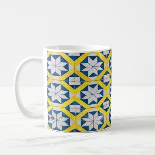 Tile Mosaik-Blume Muster Gelb Blau Kaffeetasse (Links)