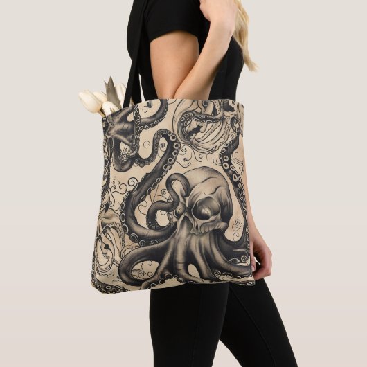 Tile Octopus Skull Tattoo Pattern Tasche (Von Nahem)