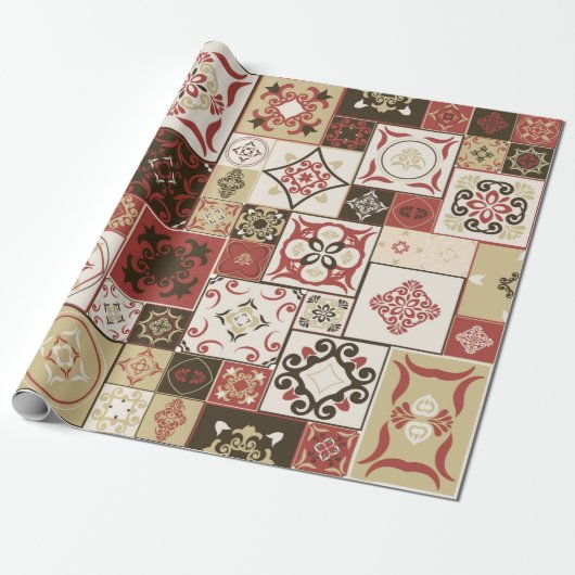 Tile PATTERN aus marsala-braunbeige marokkanischen Geschenkpapier (Ungerollt)