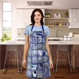 Tile Pattern Blaues Weißes Kaninchen Einzigartige  Schürze