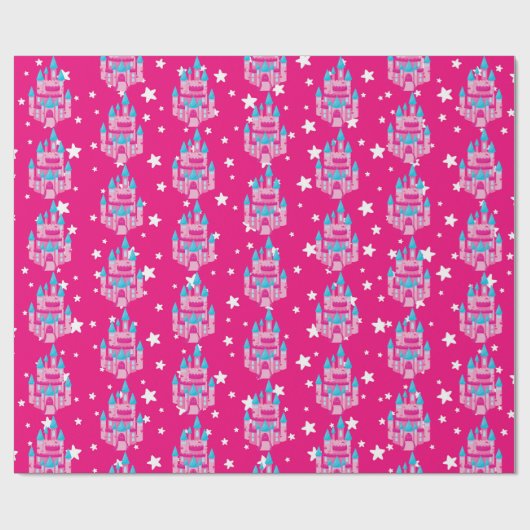 Tile Princess Burg Party Mädchen gekachelt Wrapper Geschenkpapier (Flach)