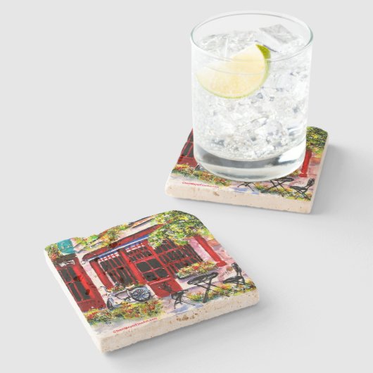 Tile - Rouge Porte'Cafe' Steinuntersetzer (Seitenansicht)