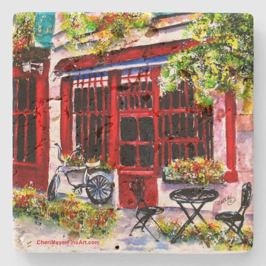 Tile - Rouge Porte'Cafe' Steinuntersetzer (Vorderseite)