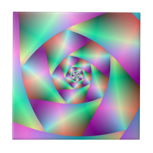 Tile Spirale in Türkis und Rosa Fliese (Vorderseite)