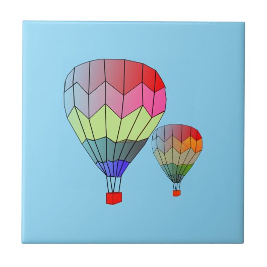 Tile - Striped Hot Air Balloons Fliese (Vorderseite)