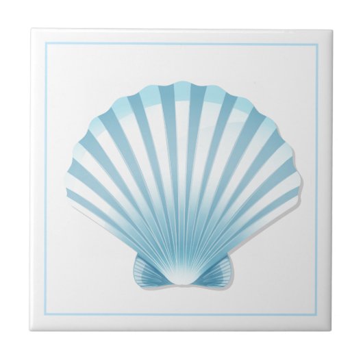 Tile Trivet-Blue-Muschel Fliese (Vorderseite)