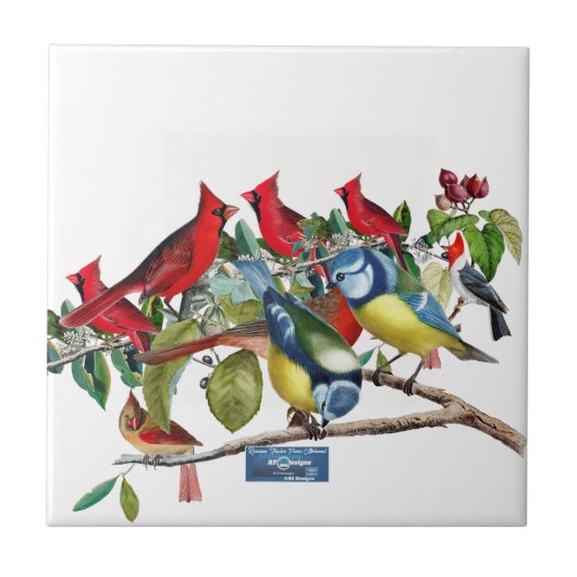 Tile White(Bird Tree) RFPMDesign ©️ 2024 Fliese (Vorderseite)