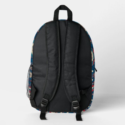 Tiled Blue Bald Eagle Pattern Bedruckter Rucksack (Rückseite)