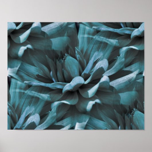 Tiled Blue Dahlia Floral Print Poster (Vorne)