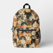 Tiled Cat Pattern Bedruckter Rucksack (Vorderseite)