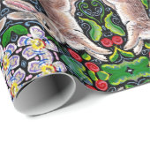 Tiled Christmas Bunny Rabbit Rose Holly Geschenkwr Geschenkpapier (Rolleneckpunkt)