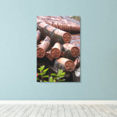 Tiled Dach des Okinawan-Hauses Leinwanddruck (Insitu (Holzboden))