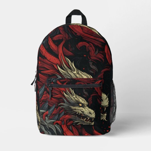 Tiled Dragon Pattern Bedruckter Rucksack (Vorderseite)