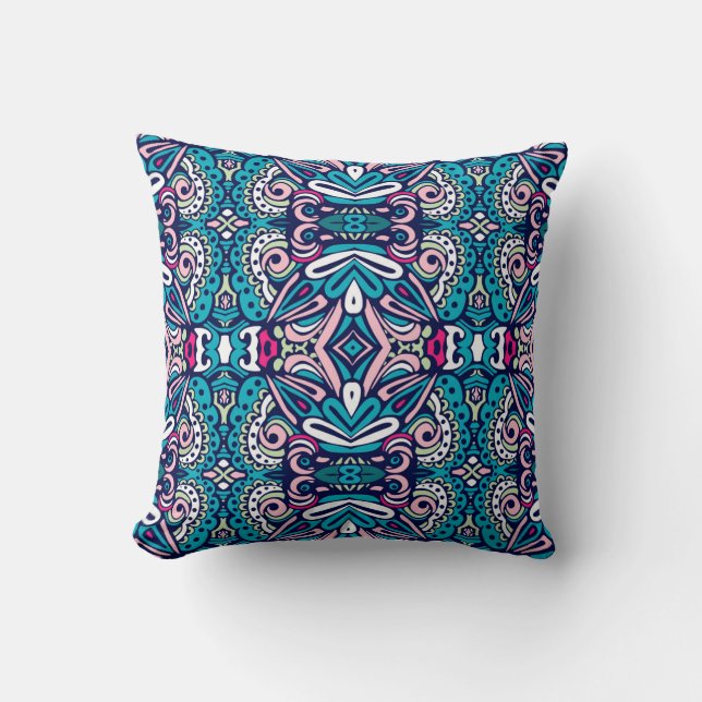 Tiled ethnic pattern. Abstract geometric mosaic vi Kissen (Vorderseite)