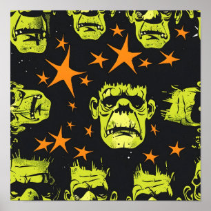 Tiled Frankenstein Pattern Poster