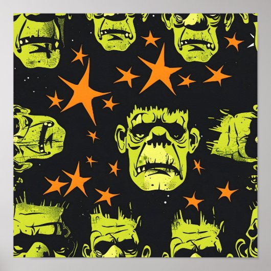 Tiled Frankenstein Pattern Poster (Vorne)