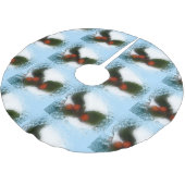 Tiled Frosty Blue Holly Polyester Weihnachtsbaumdecke (Schrägansicht)