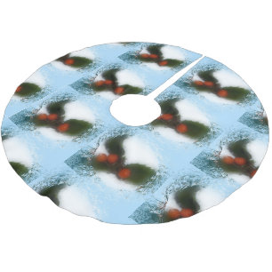 Tiled Frosty Blue Holly Polyester Weihnachtsbaumdecke