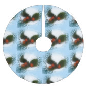 Tiled Frosty Blue Holly Polyester Weihnachtsbaumdecke (Vorderseite)