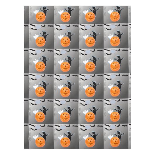 Tiled Ghost Pumpkin Bats Halloween Design Tischdecke (Vorderseite)