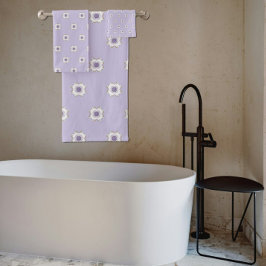 Tiled Lila Gold Floral Look Fraktal Art Lavendel Badhandtuch Set